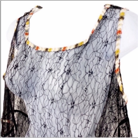 EASEL sheer lace babydoll tunic top M black - Picture 4 of 9